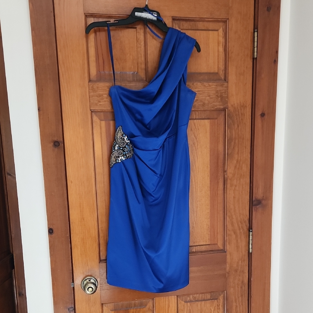 LAST CALL Eliza J Royal Blue One-Shoulder Dress